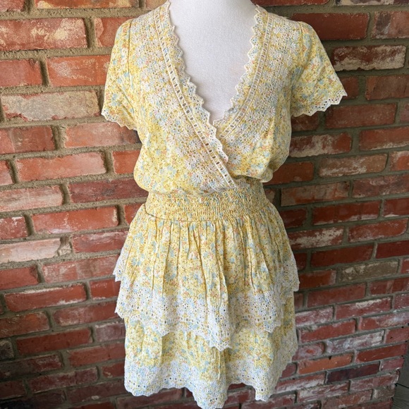 American Eagle Cottage Ruffle Yellow Floral dress - Picture 2 of 6